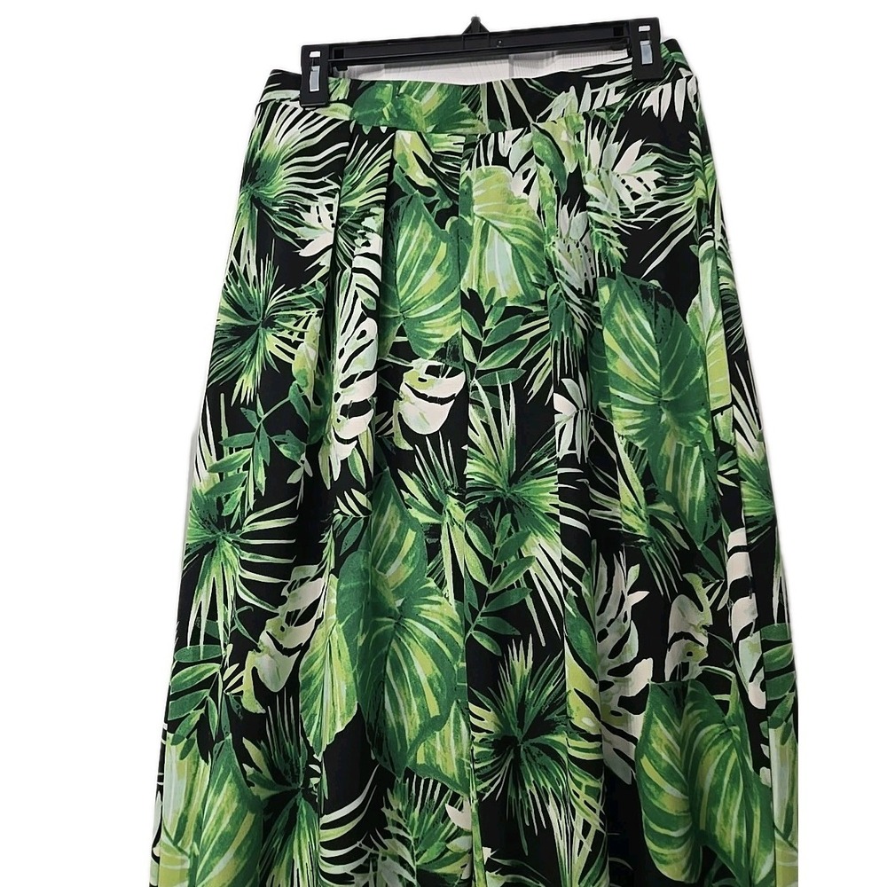 PHILOSOPHY Wide Leg Floral PALM TROPICAL Pull On Pants PLEATED Women's Medium - Picture 3 of 9